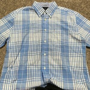 Tommy Hilfiger short sleeve dress shirt‎ Men Large Blue/white W/pocket logo NWOT